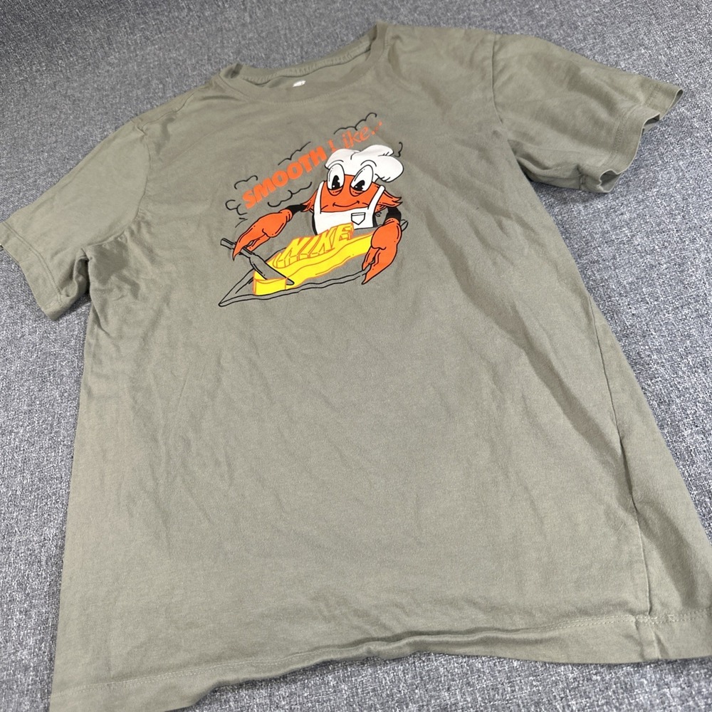 Nike Smooth Like Graphic Tee Mens Small Olive Green Lobster Shirt